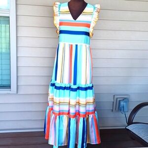 Maxi dress by JADE.  Multicolored stripes. Size XS